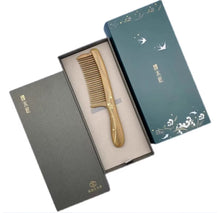 Load image into Gallery viewer, 绿檀镶齿梳幸福安康 Happiness and Good Health