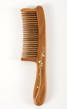 Load image into Gallery viewer, 绿檀镶齿梳幸福安康 Happiness and Good Health