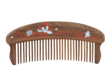 Load image into Gallery viewer, Teeth-inlaid Comb: Lotus Speaking - Tan Mujiang