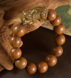 Wooden Bracelet：Pixiu （All Money Come to Me!)  礼盒手珠：貔貅